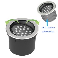 18W 36W Rund LED Bodeneinbaustrahler Bodeneinbauleuchte Schwenkbar IP67