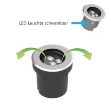 3W 6W Rund LED Bodeneinbaustrahler Bodeneinbauleuchte Schwenkbar IP67