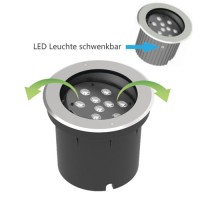 9W 18W Rund LED Bodeneinbaustrahler Bodeneinbauleuchte Schwenkbar IP67