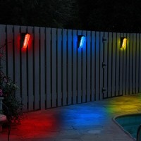 6-LED Bunt Rot Grün Blau Gelb LED Wandleuchte Wandlampe Solarleuchte