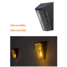 6LEDs Orange Gelb Solar LED Solarleuchte Wandlampe Flammenlicht Flammeneffekt Aussen