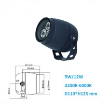 9W/12W AC220V/DC24V Rund LED Fluter Außen Strahler Scheinwerfer 15/30/45 Grad